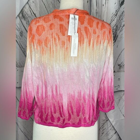 Chico’s Peach & Pink Coral Printed Evie Cardigan 1 (6-8) - Picture 3 of 5